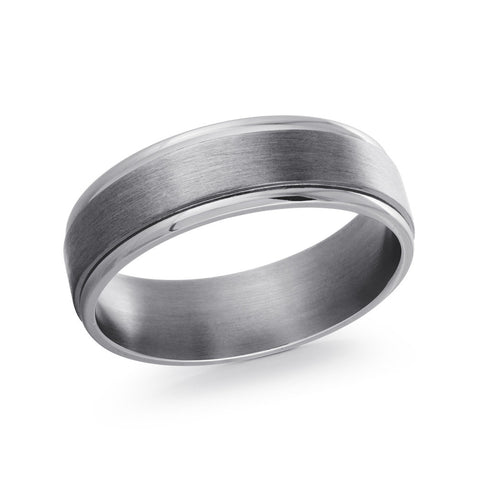 Grey Tantalum 8Mm Step Edge Ring Size 9.5
