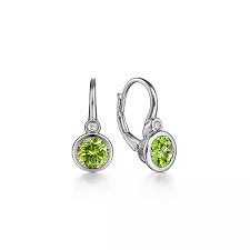 Bezel Set Leverback Earrings | White Sterling Silver