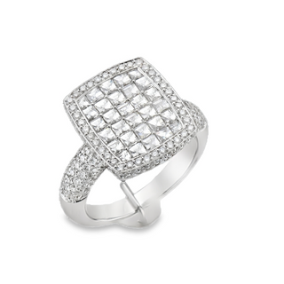 Radiant Shaped Top Fashion Ring | 18k White