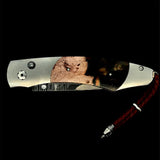 The Spearpoint ‘Fire And Ice’| Aerospace-Grade Titanium, Inlaid With A 'Hybrid' Of Natural Wood And Colored Resin