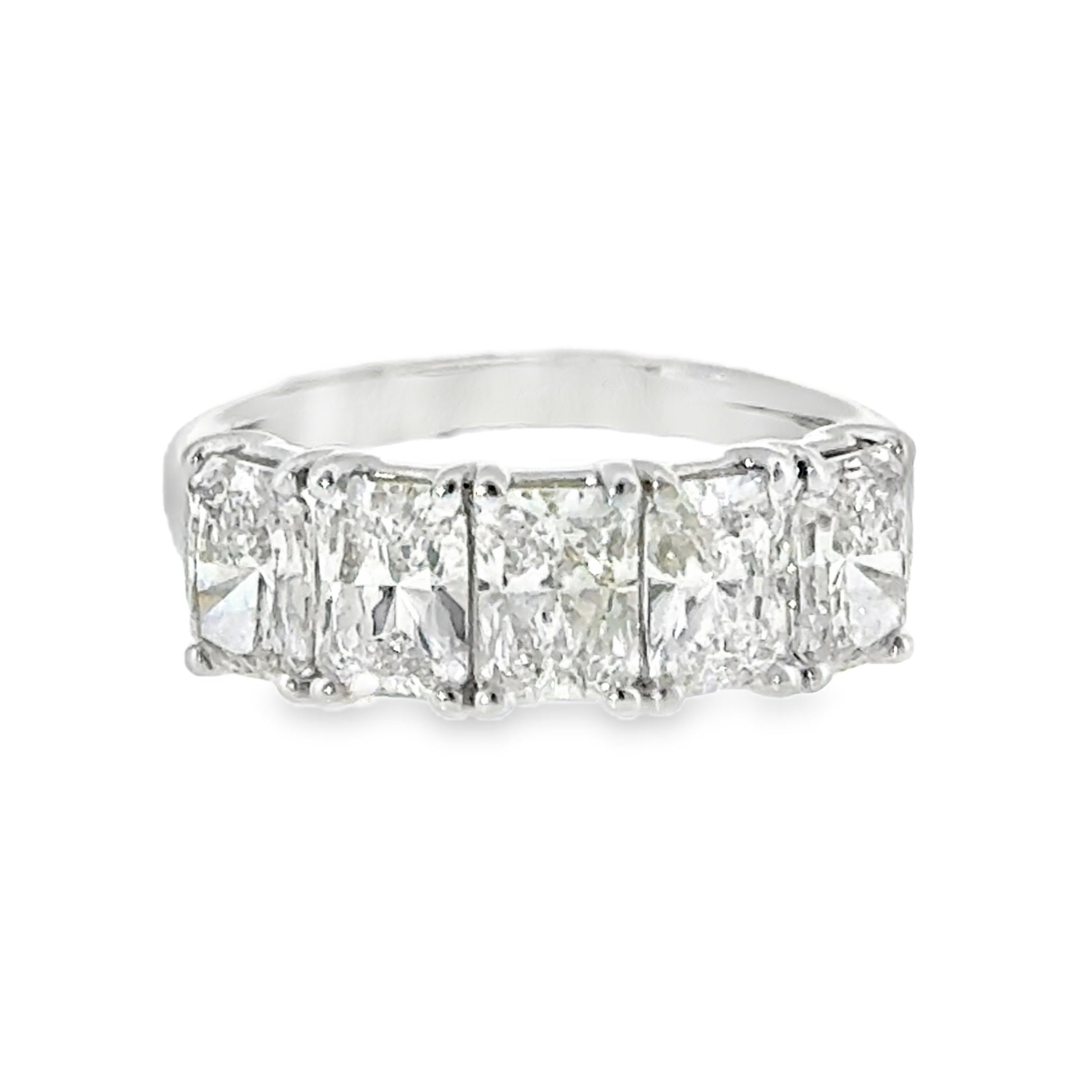 14 Karat White Gold Anniversary Ring with 3.00ct Radiant Cut Lab Created Diamonds