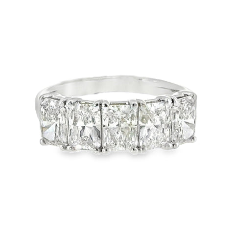 14 Karat White Gold Anniversary Ring with 3.00ct Radiant Cut Lab Created Diamonds