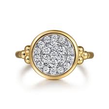 14K White and Yellow Gold Diamond Pave' Bujukan Ladies Ring