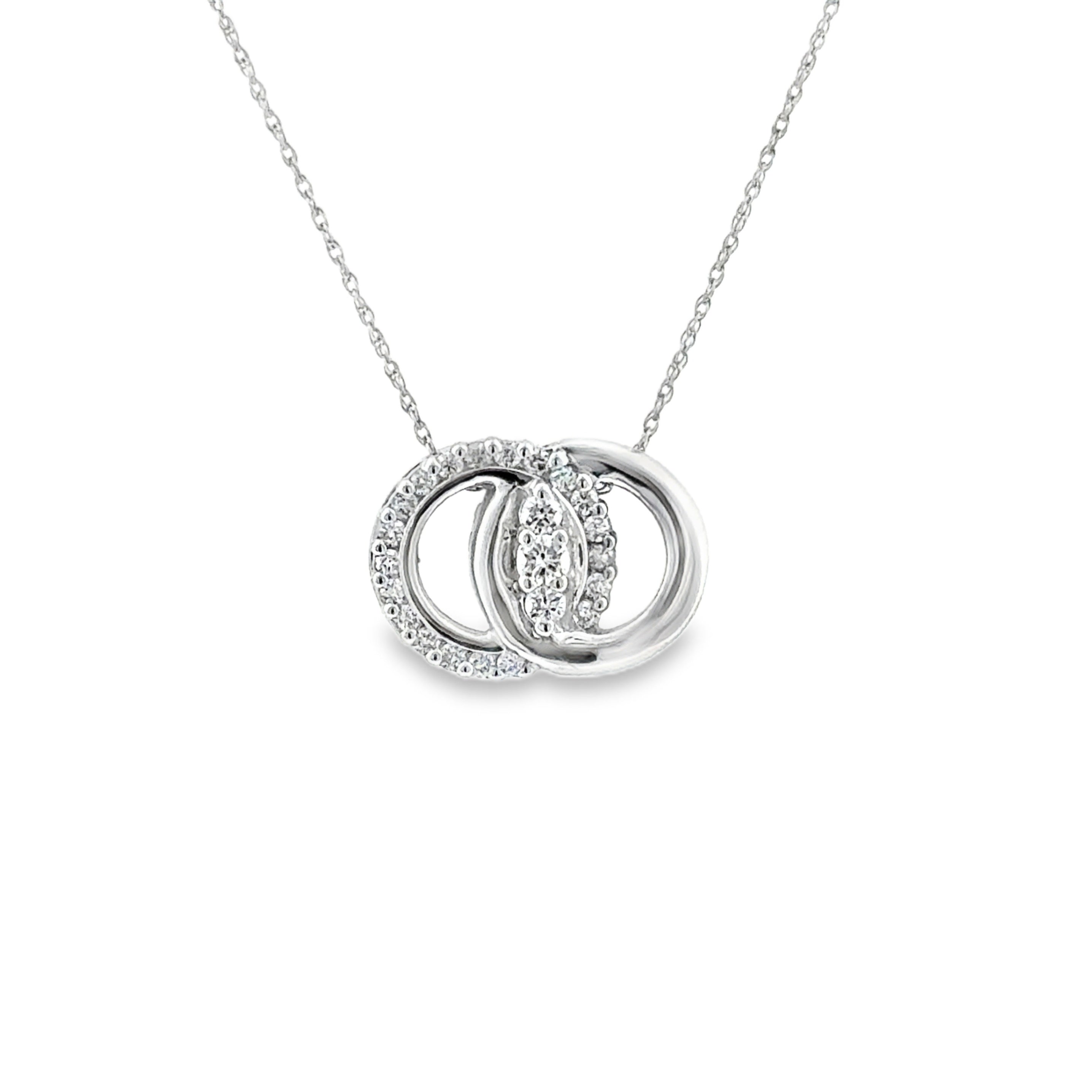 Lady's White 14 Karat Marriage Symbol Pendant With 0.25Tw Round Diamonds; Reg $3600 Vendor Price $1800 Purchases made from our Vendor Price case are not eligible for "complimentary" services. Standard ring sizings, setting fees, and yearly rhodium fees