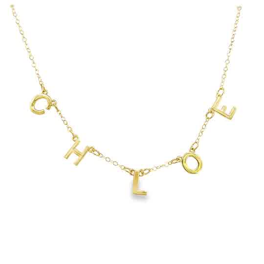 Lady's Yellow Gold Filled Golden Connection Name Necklace with Five Le