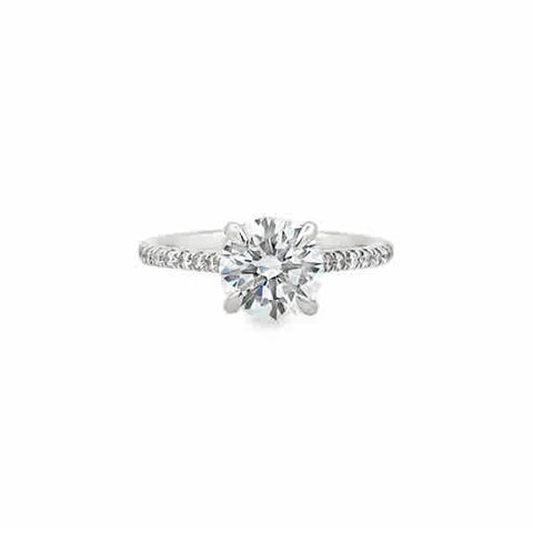 Elegant Hidden Halo ring in 14K White Gold.