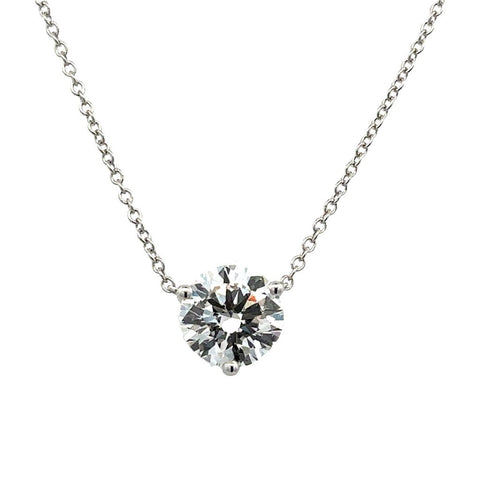 Prong Floating Necklace | 14k White (2.13ct Round)