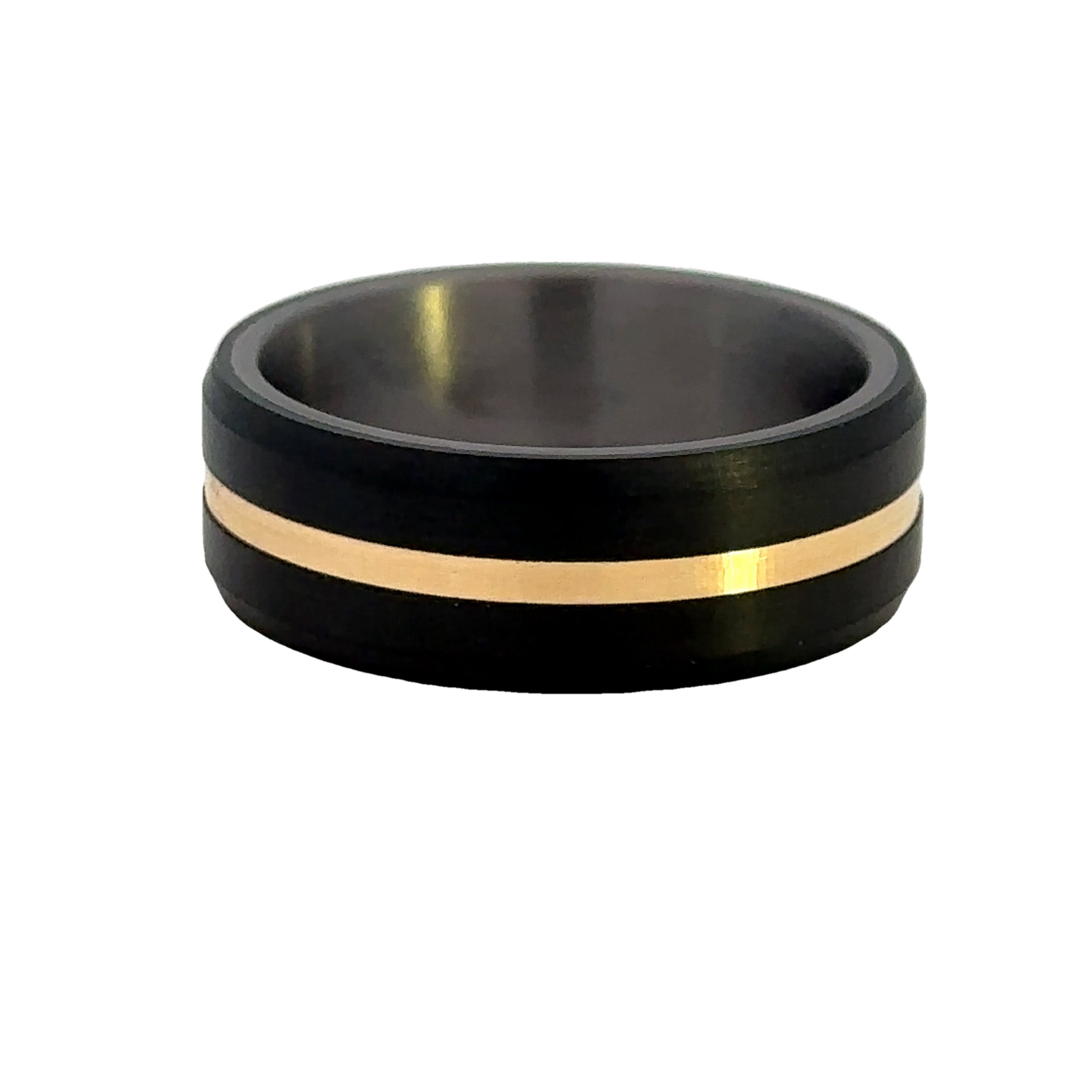 Black/Yellow Tantalum/14K 8Mm, Beveled Edge Ring Size 10