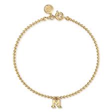 14K Yellow Gold Bujukan Initial M Bracelet 7''
