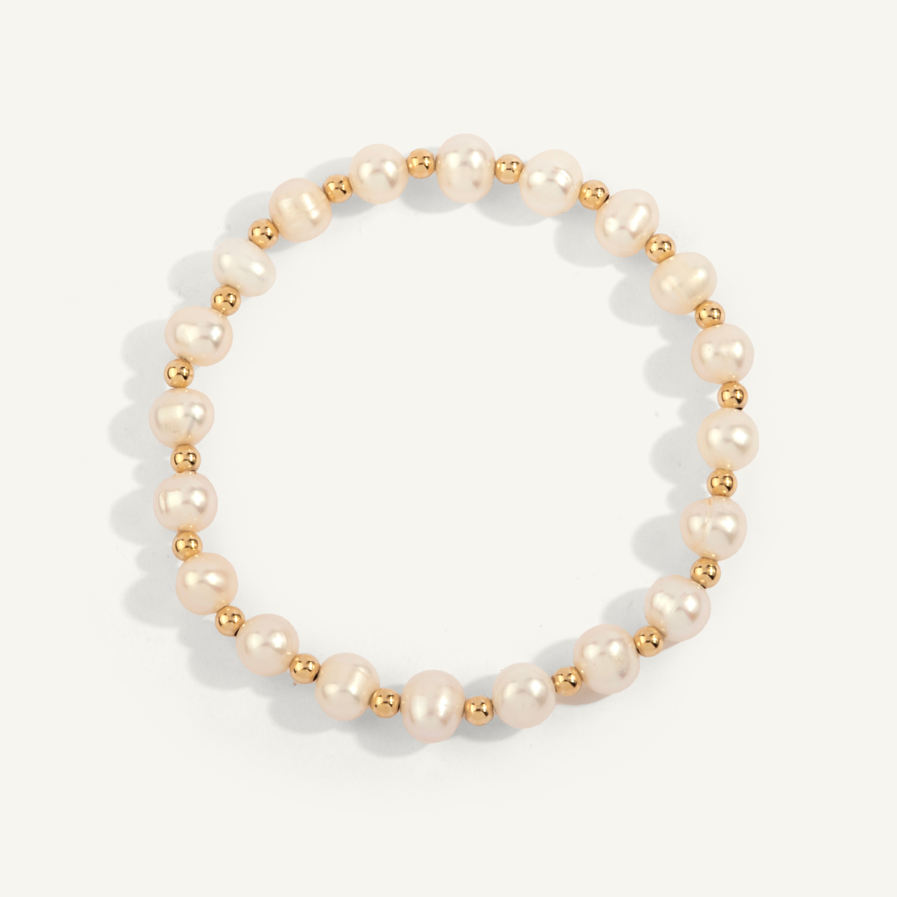 6mm Pearls Alternating with 3mm Gold Filled Beads 7''
