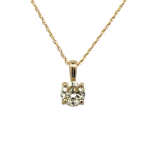 Diamond Prong Pendant | 14k Yellow (0.53ct Round)