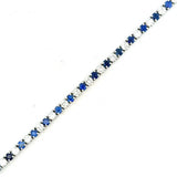 18 Karat White Gold,  Tennis Style Fashion Bracelet, 2.55ctw Round Brilliant Cut Diamonds, and 3.10ctw Round Sapphires