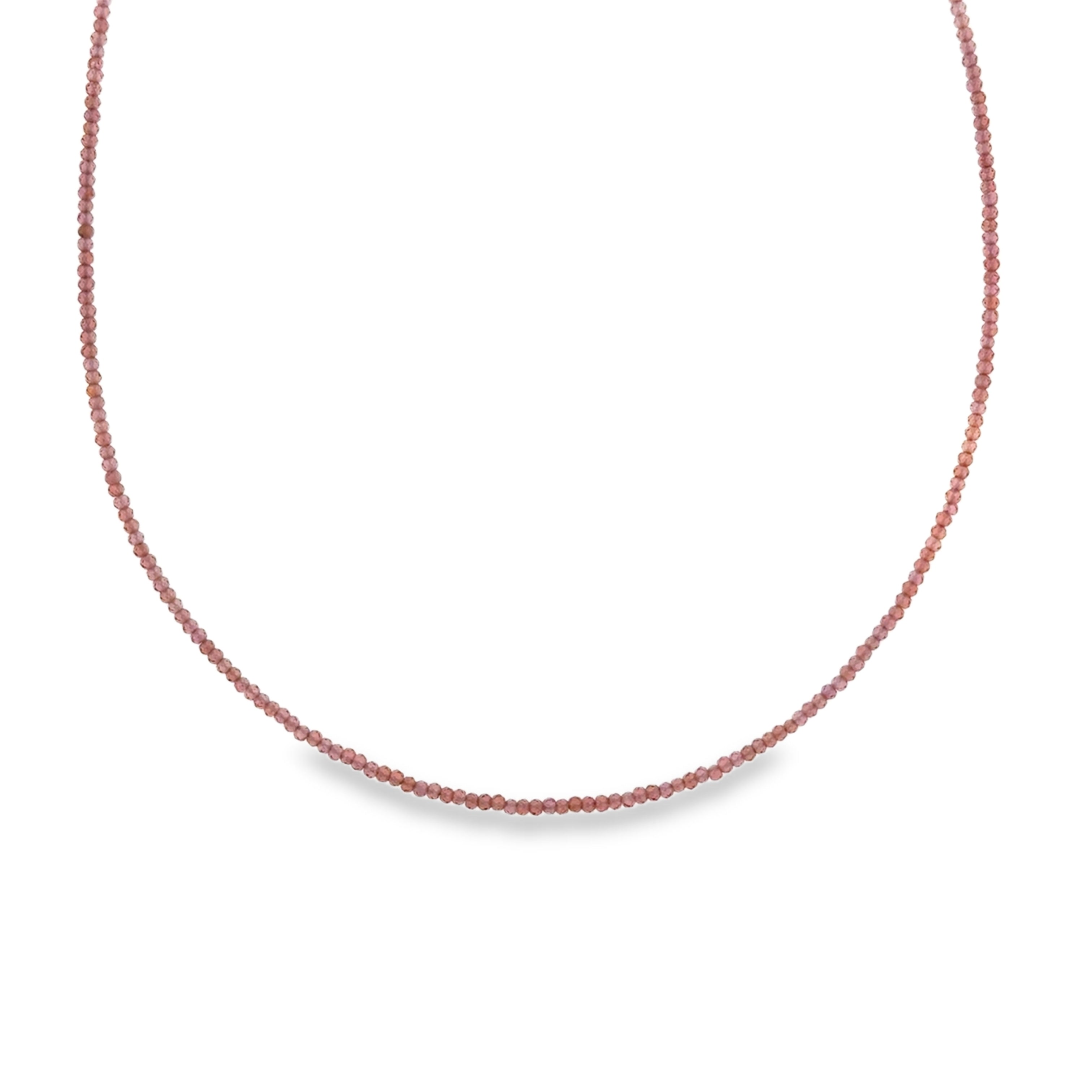 Sterling Silver 1.75mm Faceted Garnet Bead Necklace
