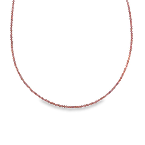 Sterling Silver 1.75mm Faceted Garnet Bead Necklace