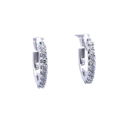 Prong Set Huggie Hoop Earrings | 14k White