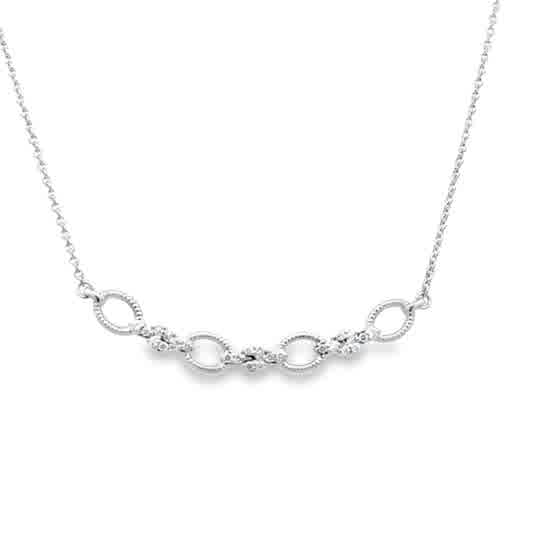 Lady's White 14 Karat Stationary Bar Necklace Length 18 With 0.25Tw Ro