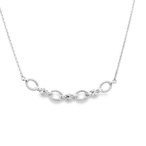 Lady's White 14 Karat Stationary Bar Necklace Length 18 With 0.25Tw Ro