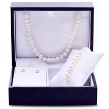 Pearl Necklace, Bracelet, and Earring Gift Set | White Sterling