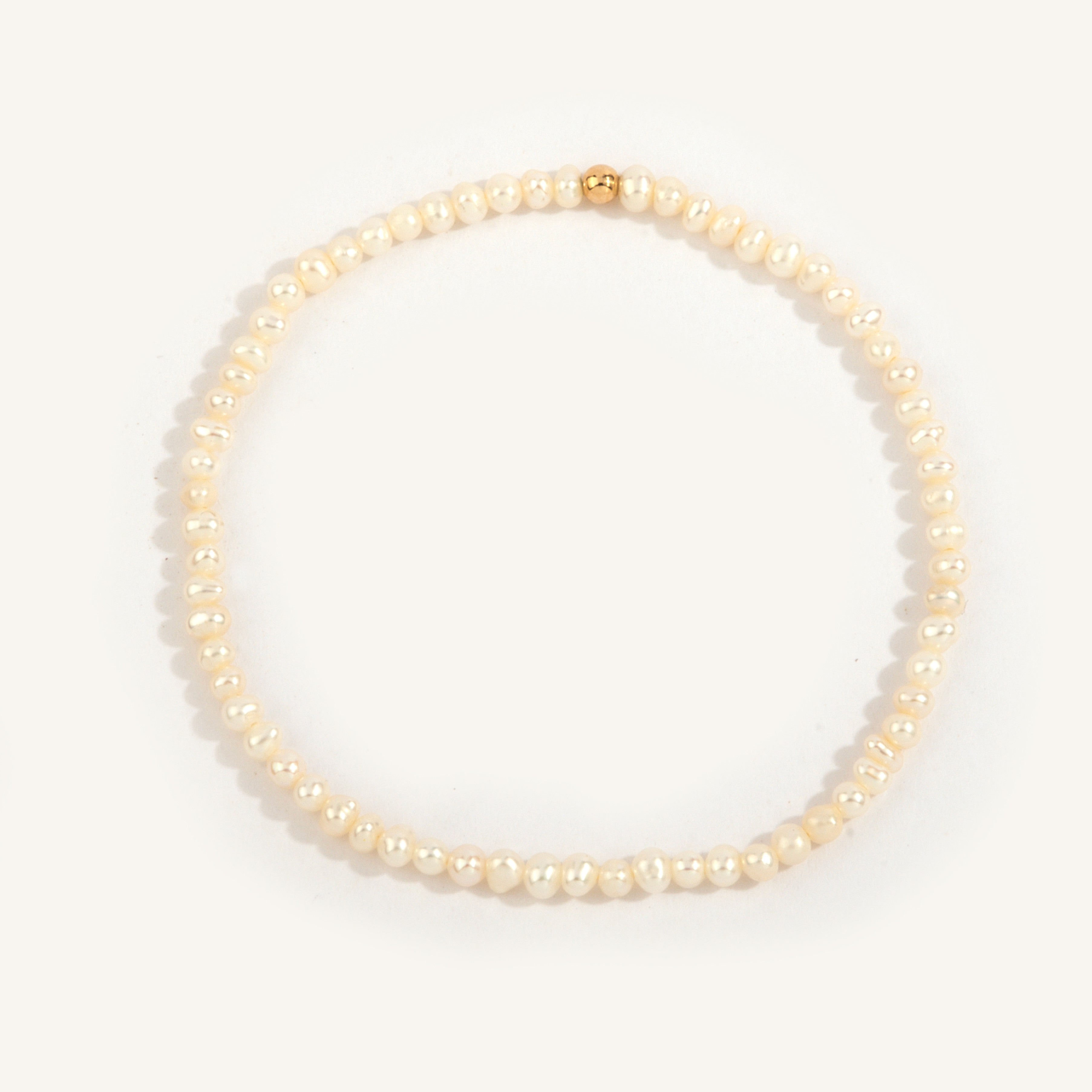 2mm Pearl with 3mm Gold Filled Finishing Bead 7''