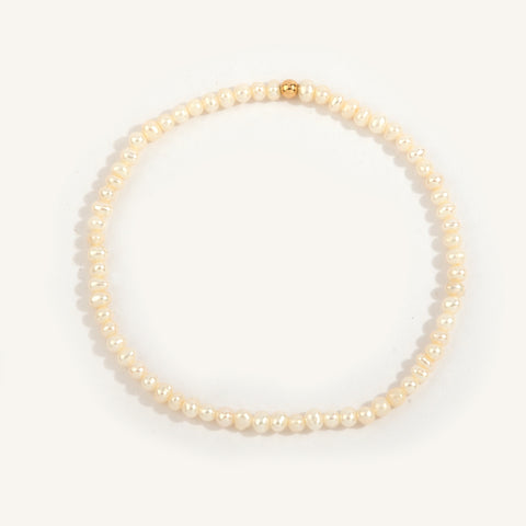 2mm Pearl with 3mm Gold Filled Finishing Bead 7''