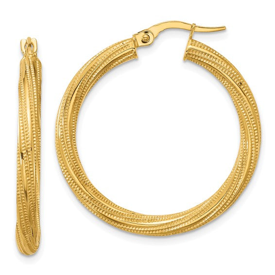 Medium Twisted Tube Hoop Earrings | 10k Yellow