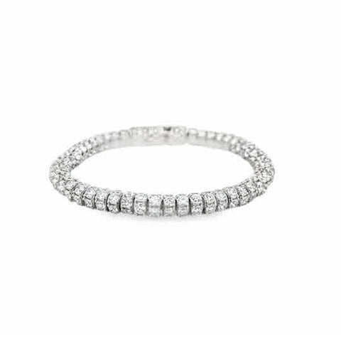 Lady's White 14 Karat Round, Linked Lab Created Bracelet 330 = 20.14tw