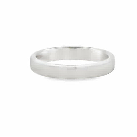 Gent's White 14 Karat 4Mm European Fully Round, Comfort Fit Wedding Ba
