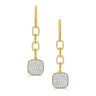 Pave' Dangle Earrings | 18k White/Yellow