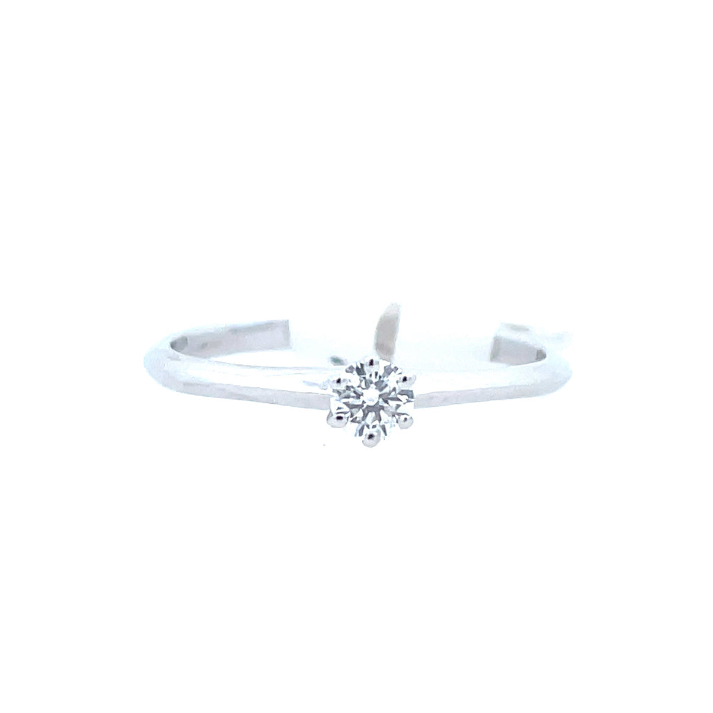 Lady's White 14 Karat Solitaire; Promise Ring Engagement Ring With One