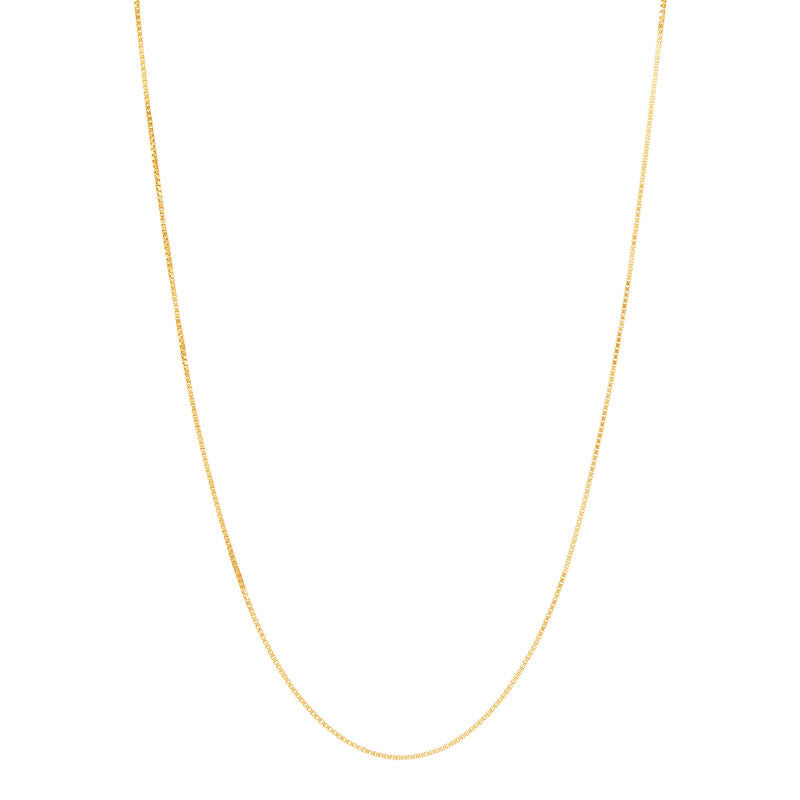Yellow 14 Karat .75Mm Solid Box Chain Chain Length 18