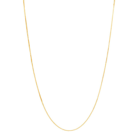 Yellow 14 Karat .75Mm Solid Box Chain Chain Length 18