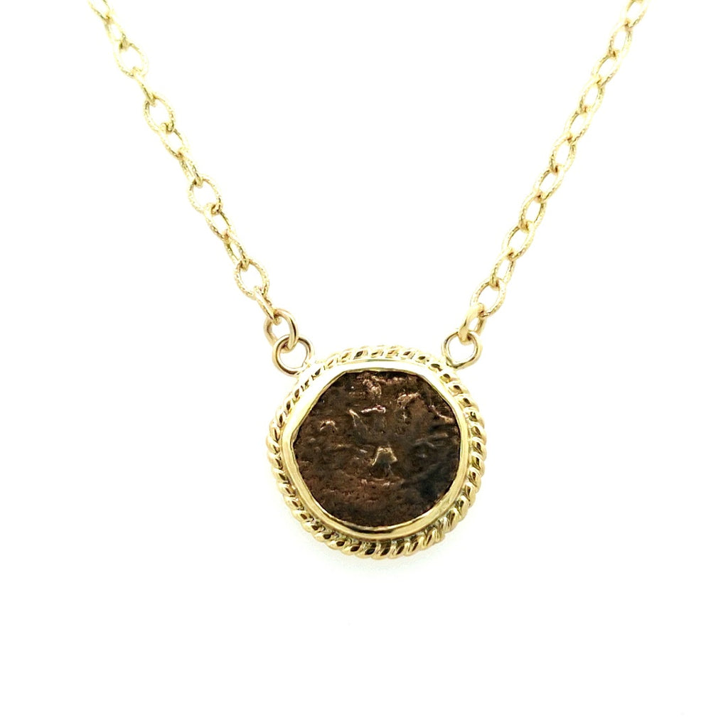 Yellow 14 Karat Widow's Mite Coin Charms Style: Oval Link
Metal: 14 K