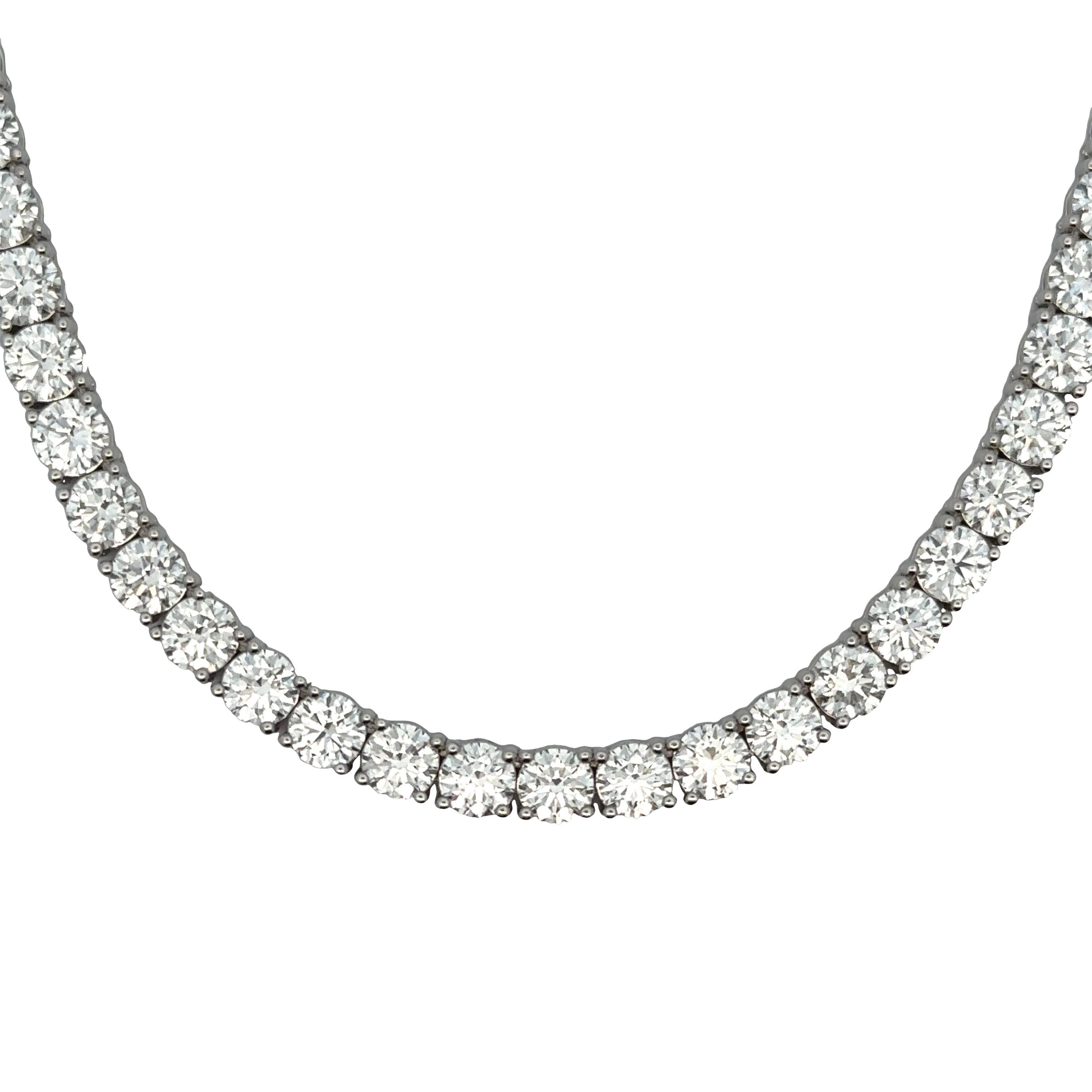 Lady's White 14 Karat Tennis Lab Created Necklace Length 18 With 85=43