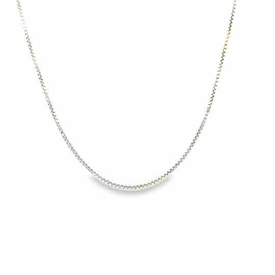 White 14 Karat .75Mm Solid Box Chain Chain Length 18