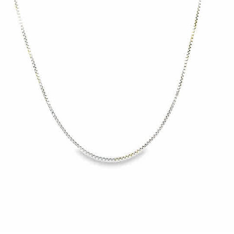 White 14 Karat .75Mm Solid Box Chain Chain Length 18
