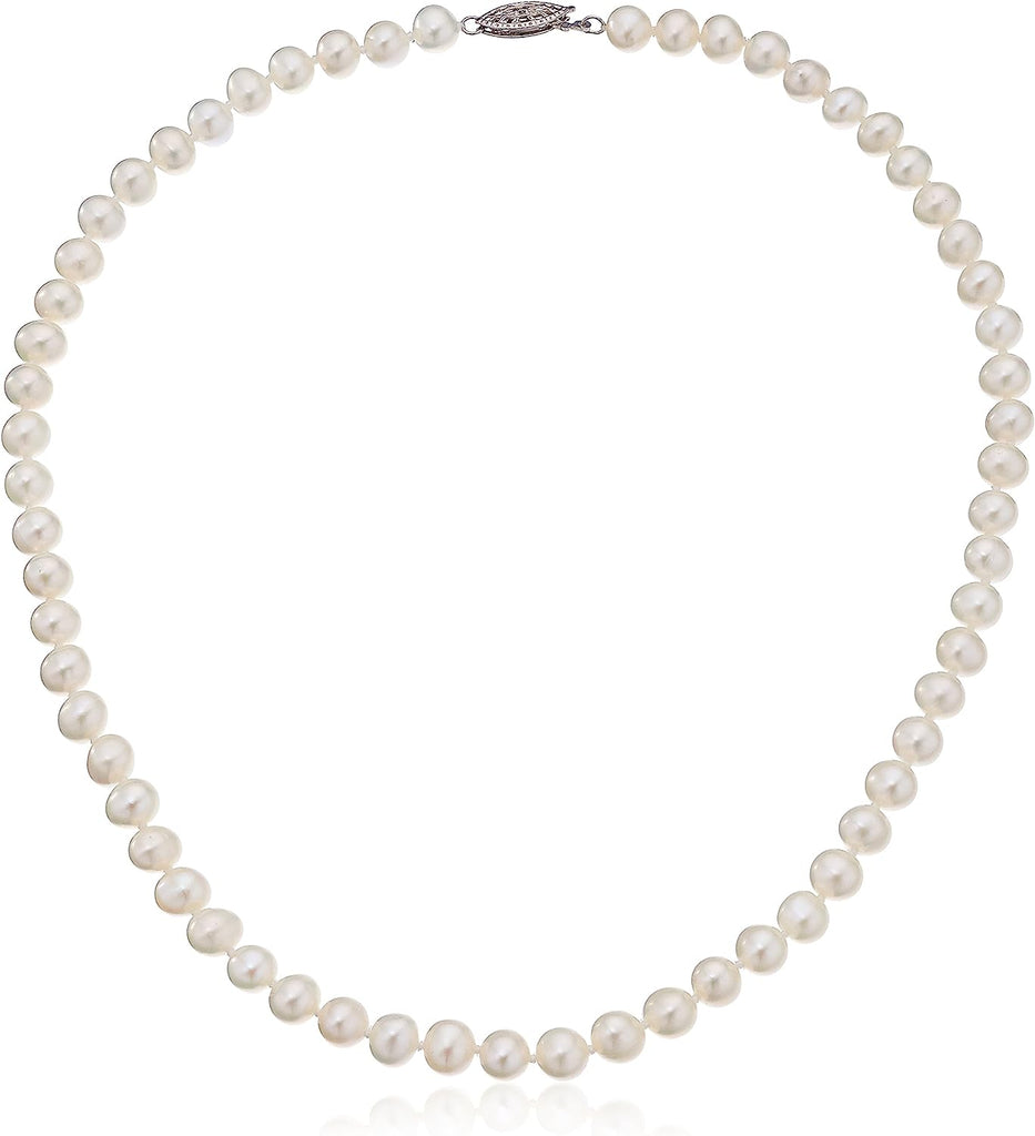 Lady's White 14 Karat Single Strand Strand Length 18 With 7.50-8.00Mm