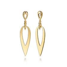 Lady's Yellow 14 Karat Modern Drop Earrings