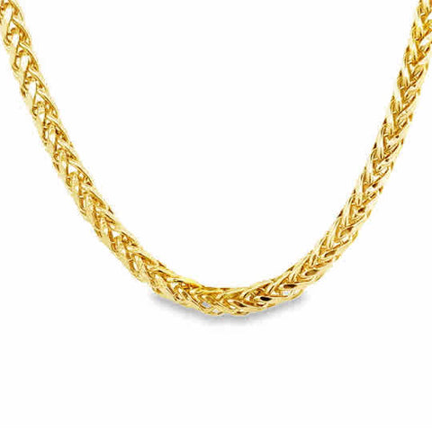 Yellow 14 Karat Diamond Cut 2.5Mm Hollow Spiga Chain Length 22