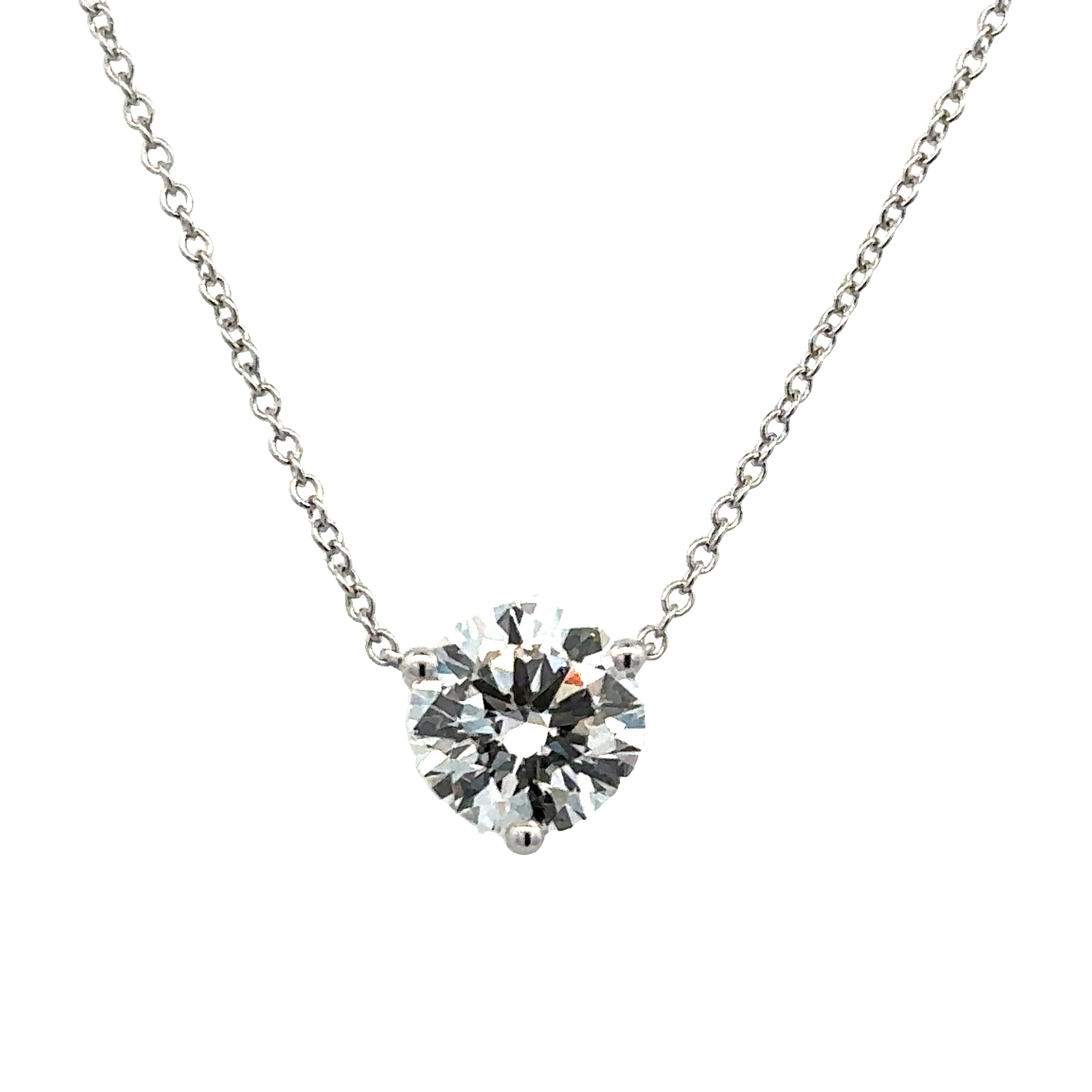 Prong Floating Necklace | 14k White (2.13ct Round)