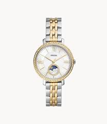 Jacqueline Sun Moon Multifunction Two-Tone Stainless Steel Watch; Foss