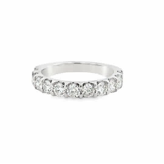 14 Karat White Gold Diamond Wedding Ring, 1.51ctw Round Brilliant Cut Diamonds
