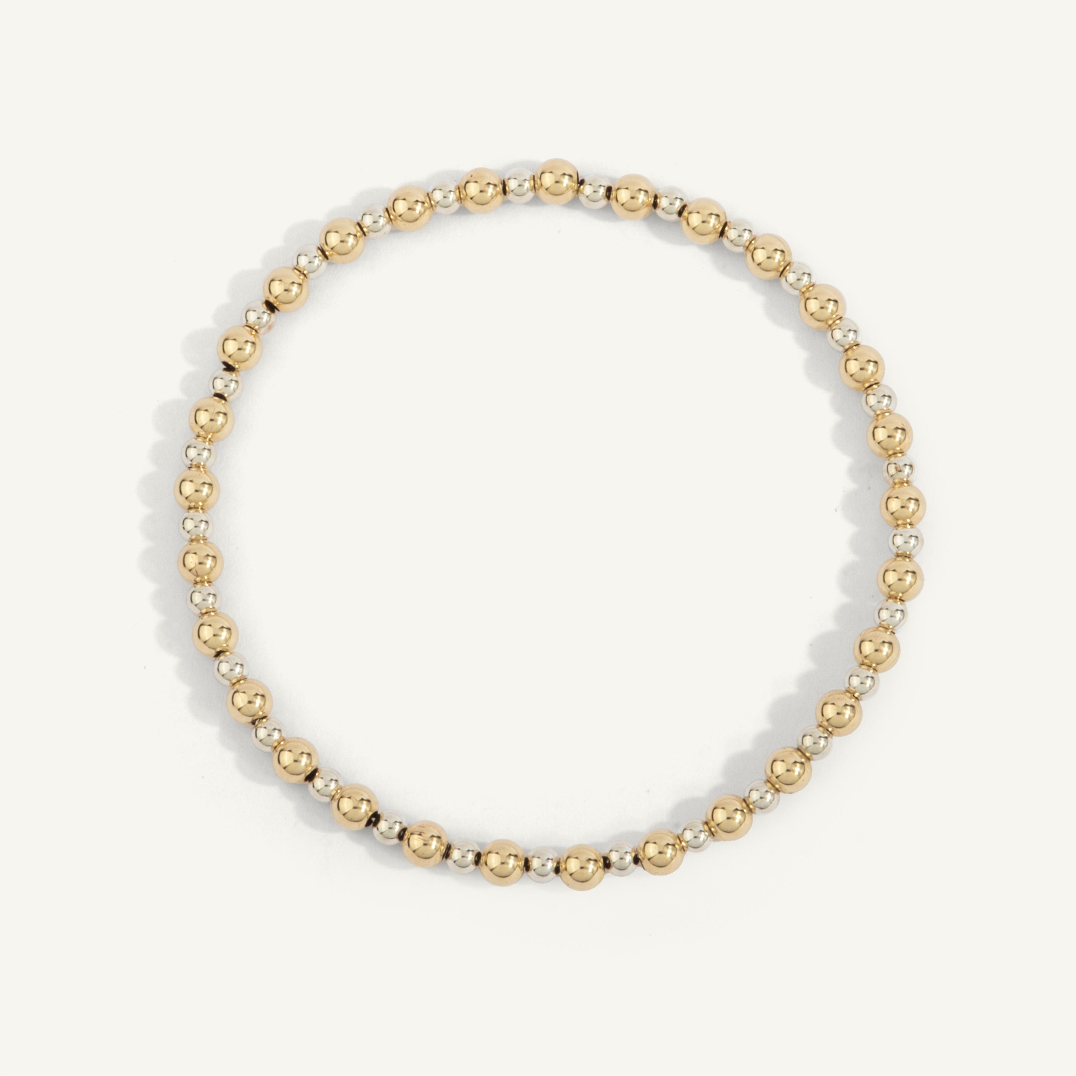 4mm Gold Filled Beads with Alternating 3mm Sterling Silver Beads 7''
