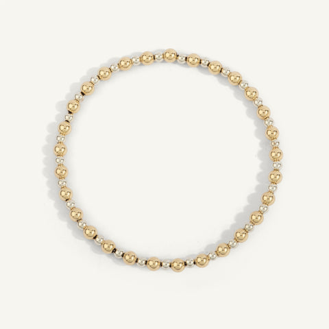 4mm Gold Filled Beads with Alternating 3mm Sterling Silver Beads 7''