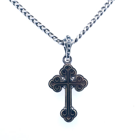 Tt Sterling Silver/Alloy Small Alloy Traditional Cross In Silver Frame