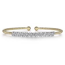 Diagonal Set Bar Bracelet | 14k White/Yellow