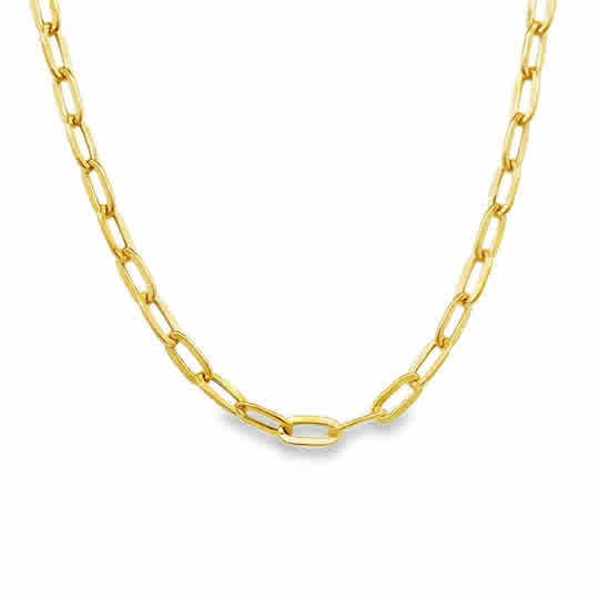 Yellow 14 Karat 2.95Mm Hollow Flat Paperclip Chain Length 18