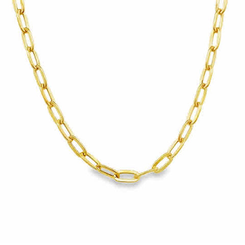 Yellow 14 Karat 2.95Mm Hollow Flat Paperclip Chain Length 18