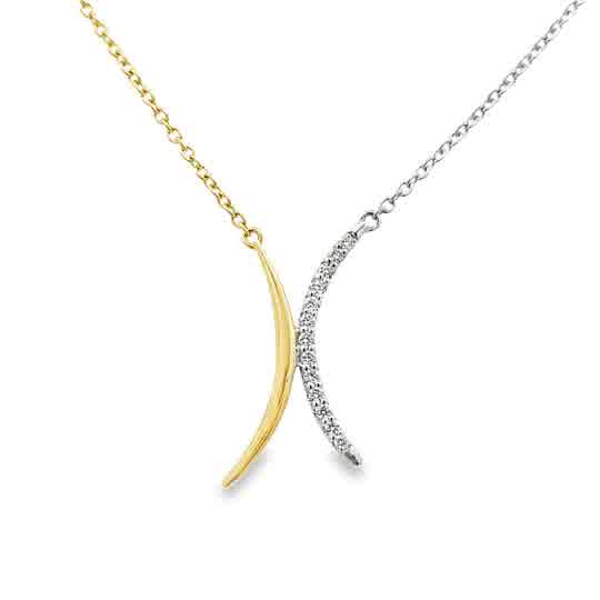 Tt 14 Karat Modern "X" Pendant Length 18 With = 0.14Tw Round G/H Si1 D