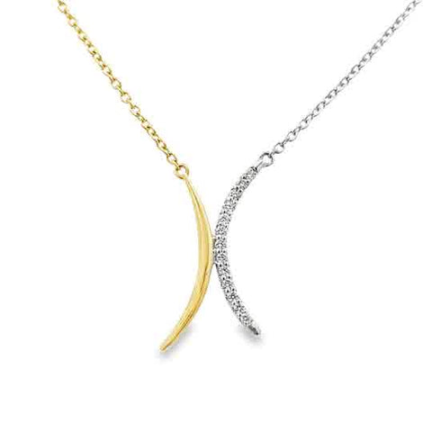 Tt 14 Karat Modern "X" Pendant Length 18 With = 0.14Tw Round G/H Si1 D