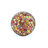 Effy Orange Multi Stone Pave' Ring | 925 Sterling Silver